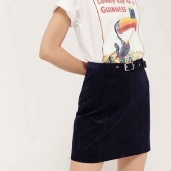 Urban Outfitters Franny High Waist Corduroy Mini Skirt Black Size Small - Picture 1 of 7